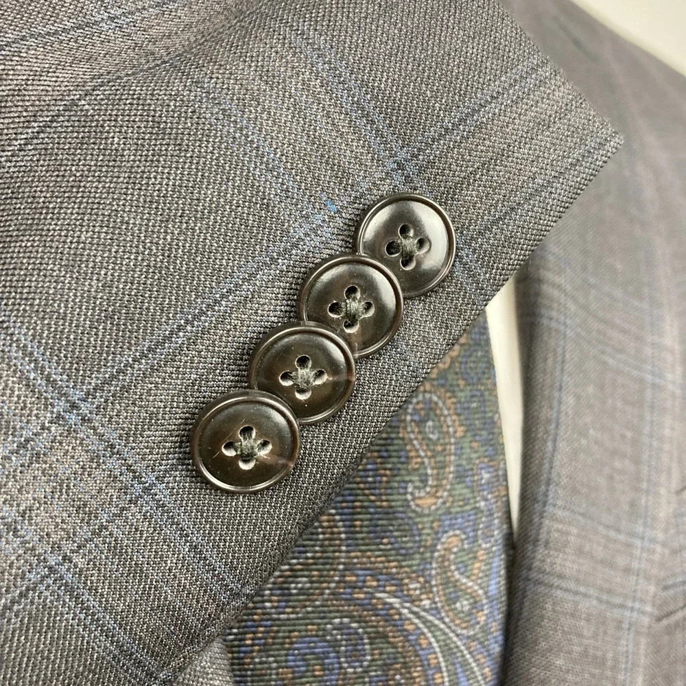 Michael Kors Mens Suit Jacket Blazer‎ 42R Brown Plaid Stretch